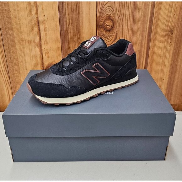 New Balance 515 Classic Black Brown Leather Men's Sneakers Size 8.5 - Picture 2 of 11